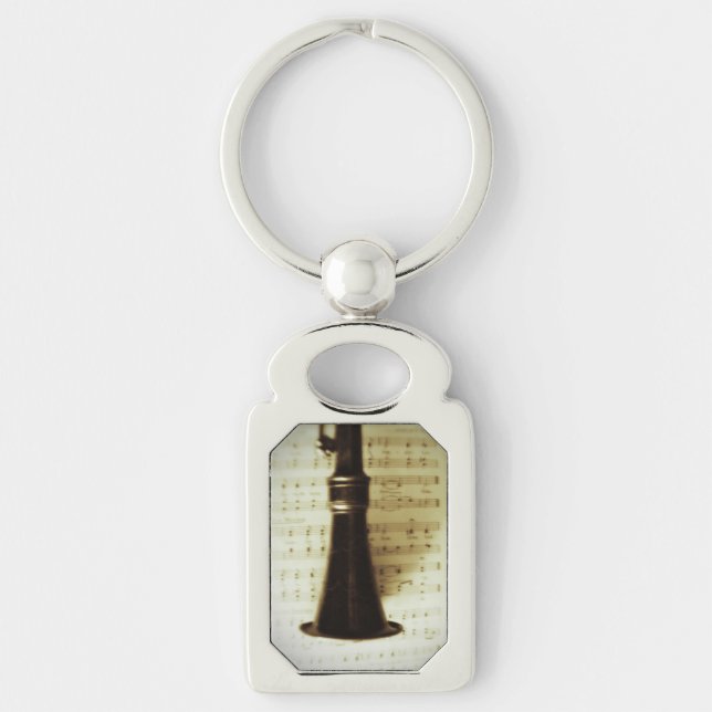 Vintager silberner Clarinet Schlüsselanhänger (Vorderseite)