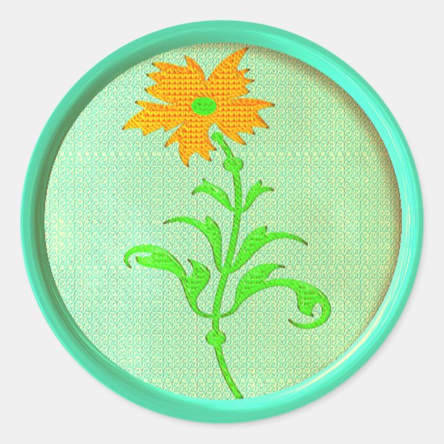 Vintager Sitzknopf Orangengrün niedlich Runder Aufkleber (Vorderseite)