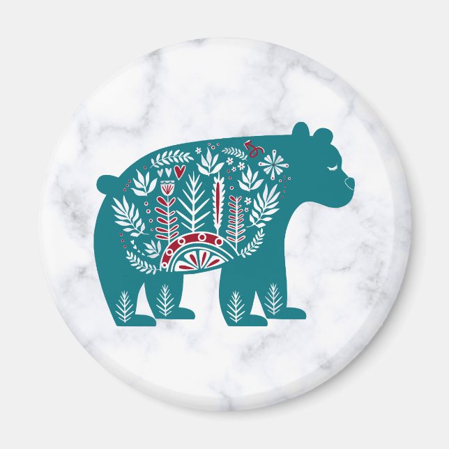 Vintager skandinavischer Blauer Nordischer Bär auf Magnet (Vorne)