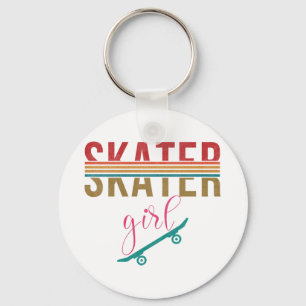 Vintager Skater Girl Skateboarder Skateboard 80er Schlüsselanhänger