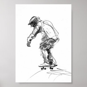 Vintager Skater in Bewegung Poster