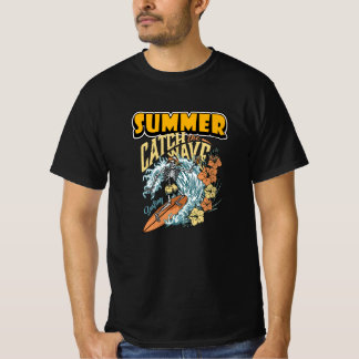Vintager Skelettsurfer - Fang den Wellensommer T-Shirt