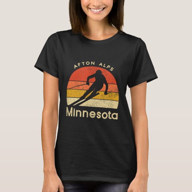 Vintager Ski Afton Alpen Minnesota T-Shirt (Vorderseite)