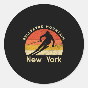 Vintager Ski Belleayre Berg New York Runder Aufkleber