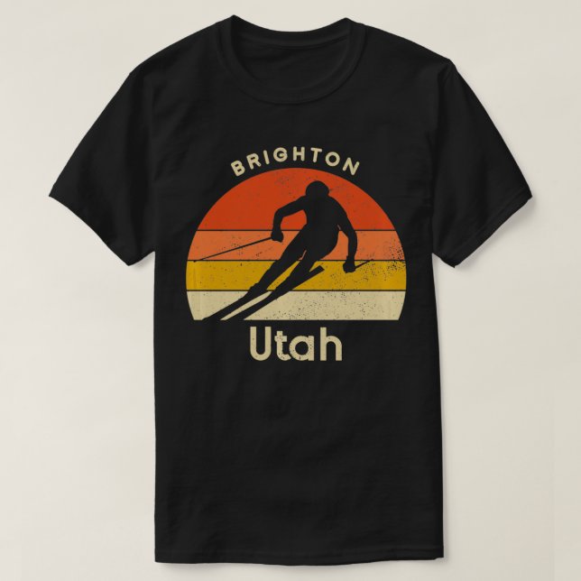 Vintager Ski Brighton Utah Berg T-Shirt (Design vorne)