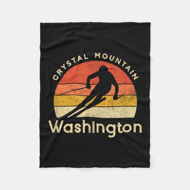 Vintager Ski Crystal Mountain - Washington Mountai Fleecedecke (Vorderseite)