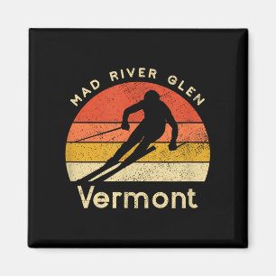 Vintager Ski Mad Fluss Glen Vermont Berg Magnet