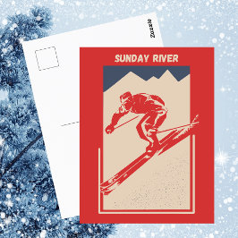 Vintager Ski Maine Resort Sonntag Fluss Postkarte