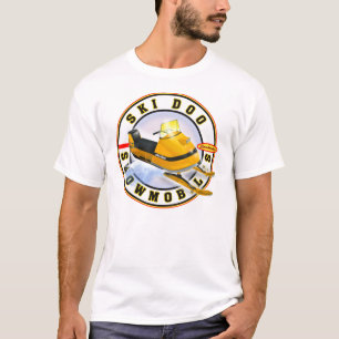 Vintager Ski mit Schneemobil T-Shirt