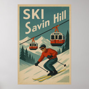 Vintager Ski Savin Hill Poster