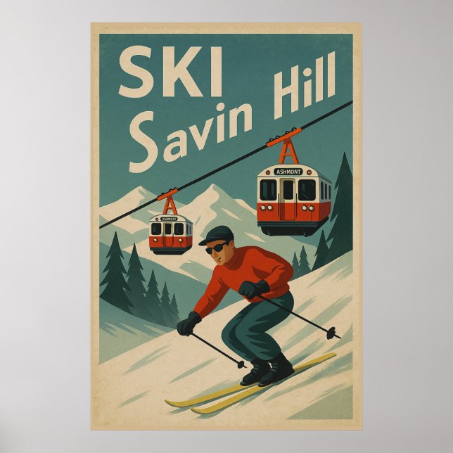 Vintager Ski Savin Hill Poster (Vorne)