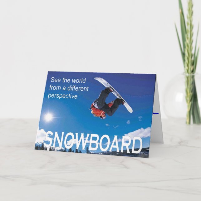 Vintager Ski, Snowboard, unterschiedliche Feiertagskarte (Vorderseite)