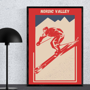 Vintager Ski Utah Mountain Resort Nordic Valley Poster