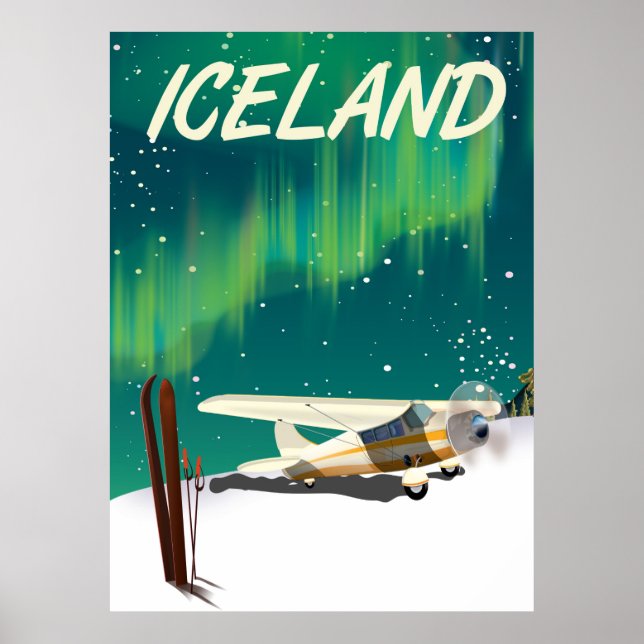 Vintager Skikarusposter in Island Poster (Vorne)