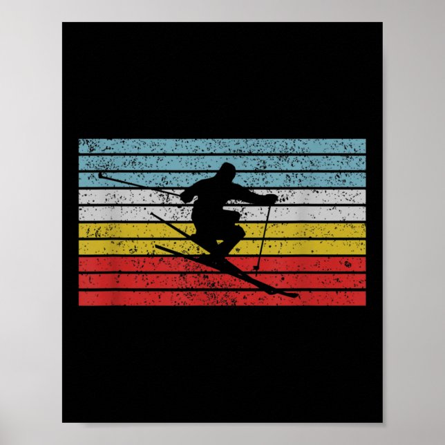 Vintager Skisportdesign Skier Jumping Poster (Vorne)
