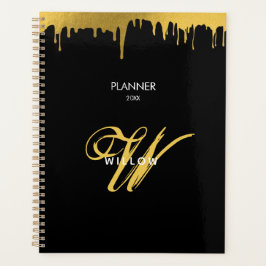 Vintager Skriptkalender der Black Gold Monogram Planer