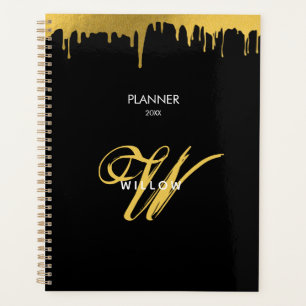Vintager Skriptkalender der Black Gold Monogram Planer