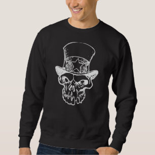 Vintager Skull Top Hat Heavy Metal Tattoo Style Gr