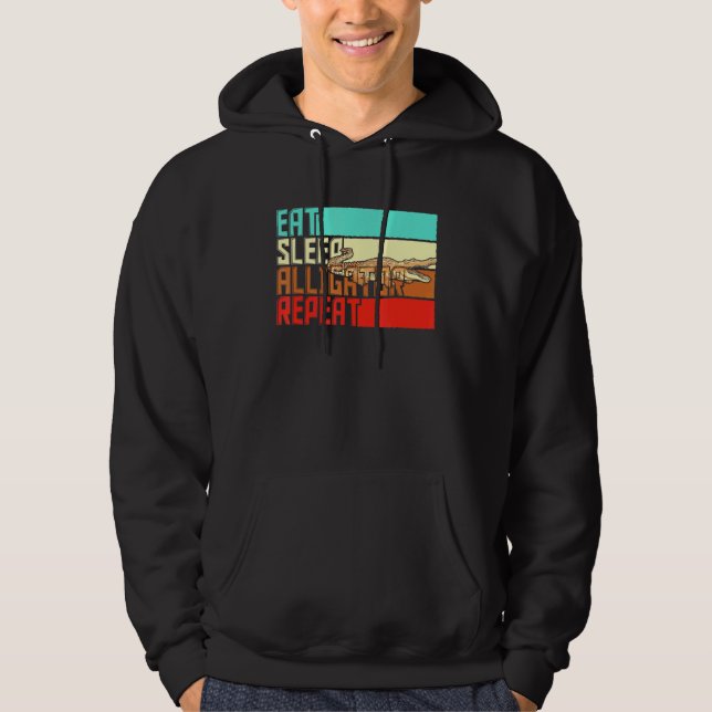 Vintager Sleep Repeat Alligator Hoodie (Vorderseite)