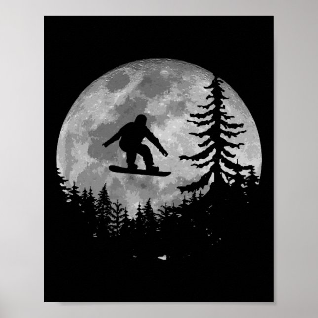 Vintager Snowboarder Moon Snow Snowboarder Poster (Vorne)
