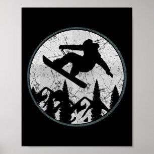 Vintager Snowboarder Pine Snowboarder Fan Rider Gi Poster