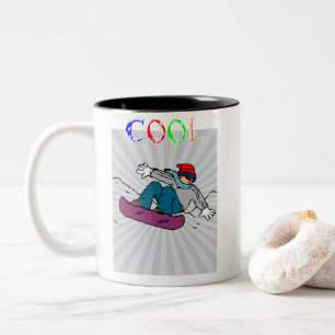 Vintager Snowboarder Snowboarden Snowboarding Zweifarbige Tasse