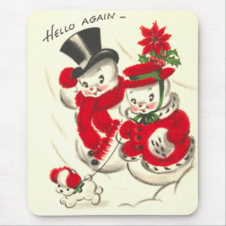 Vintager Snowman und Snowwoman Mousepad