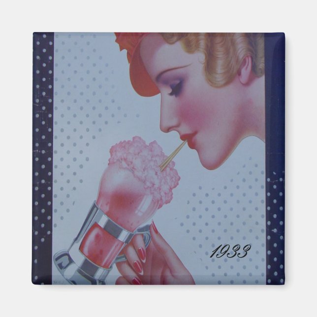 Vintager Soda-Brunnen 1933 Magnet (Vorne)
