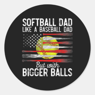 Vintager Softball-Vater wie ein Baseball-Vater US- Runder Aufkleber