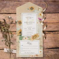 Vintager Sommer Sonnenblumen Gelb kein Abendessen
