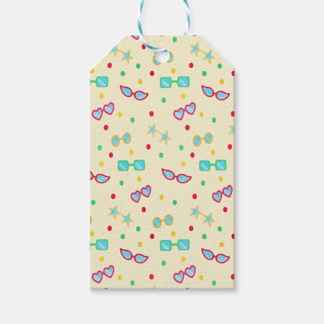 Vintager Sommer-Sonnenbrille Star Polka Dot Geschenkanhänger (Vorderseite)