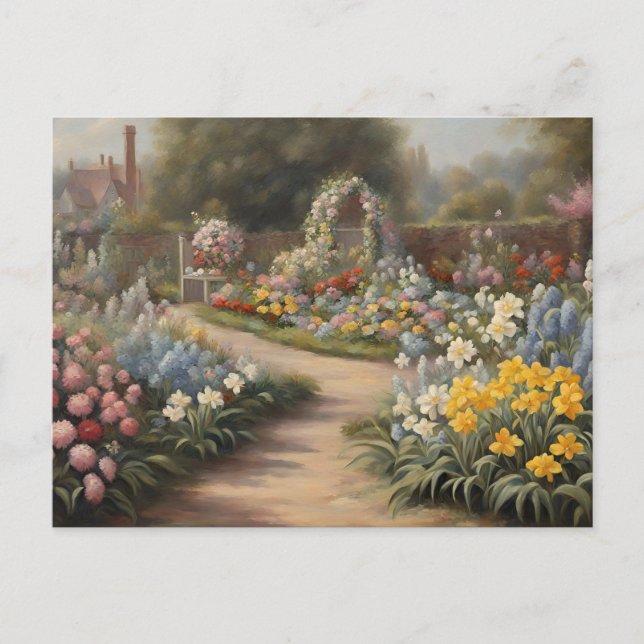 Vintager Sommergarten Postkarte (Vorderseite)