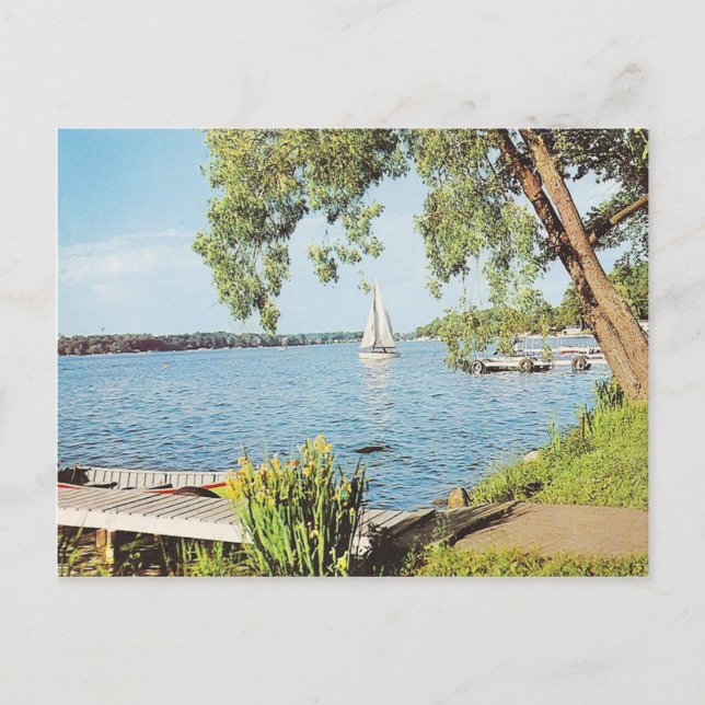 Vintager Sommersee Postkarte (Vorderseite)