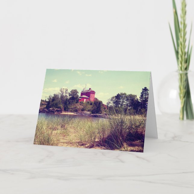 Vintager Sommerstrand-Leuchtturm Karte (Vorderseite)
