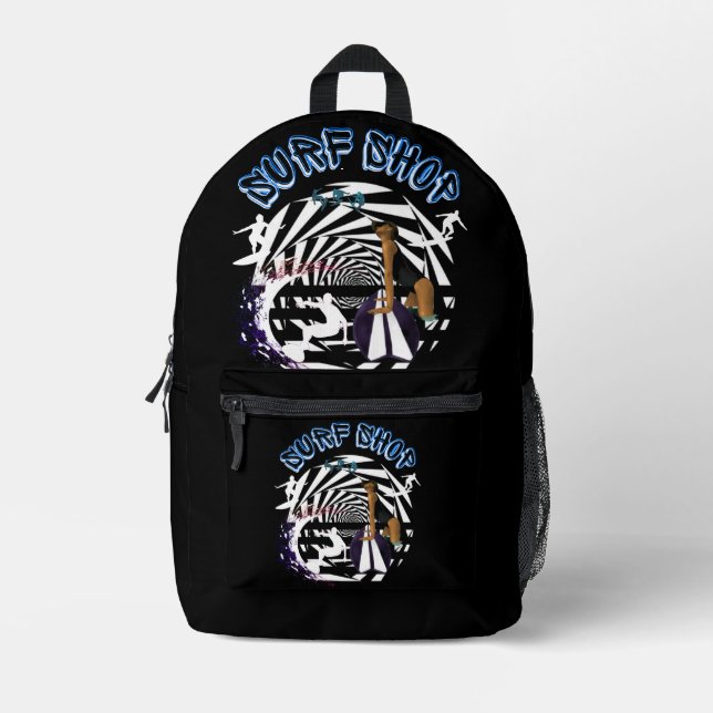 Vintager Sommersurfshop-Stil Bedruckter Rucksack (Vorderseite)
