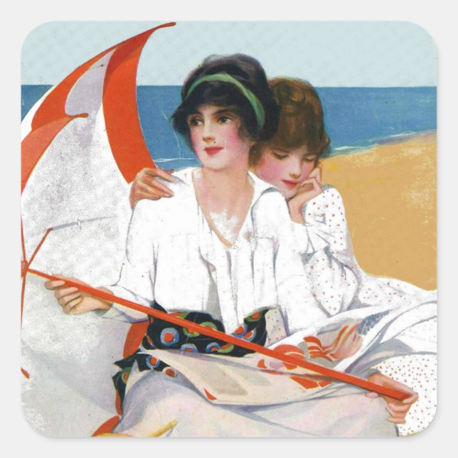 Vintager Sommertag am Strand Stickers (Vorderseite)