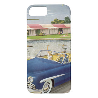 Vintager Sommerurlaub, Cabrio Car und Motel iPhone 8/7 Hülle
