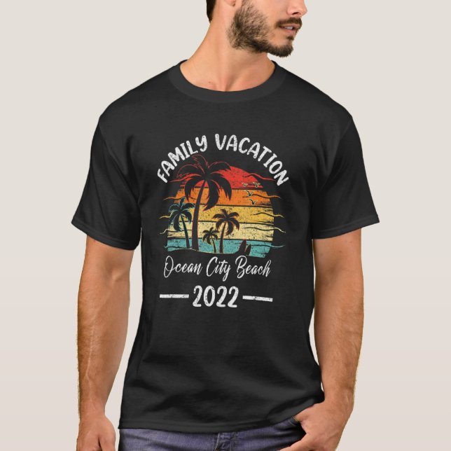 Vintager Sommerurlaub Familienurlaub Ozean Stadt B T-Shirt (Vorderseite)