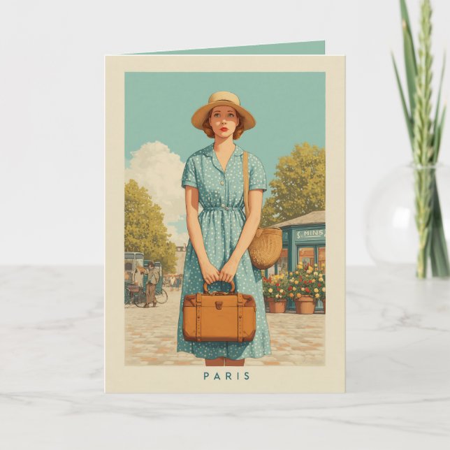 Vintager Sommerwanderweg Paris Einladung (Vorderseite)