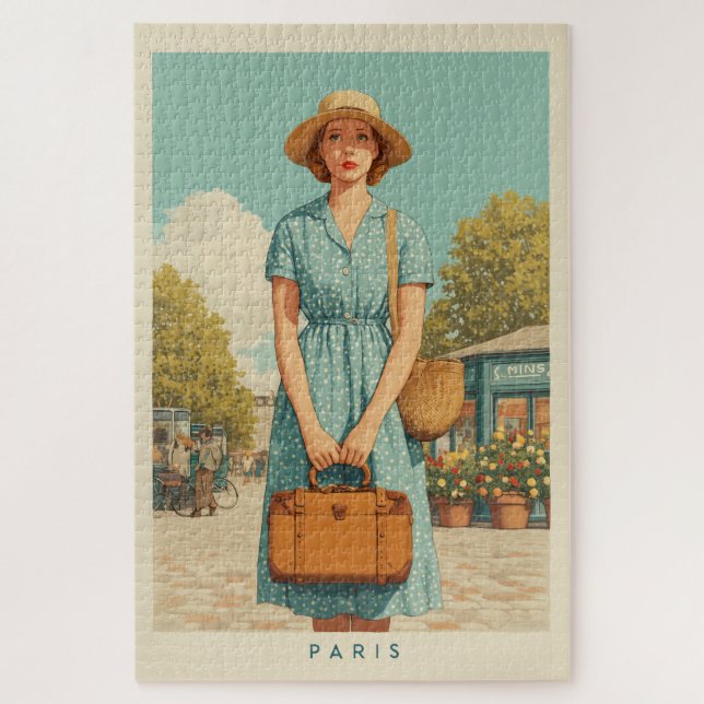 Vintager Sommerwanderweg Paris Puzzle (Vertikal)