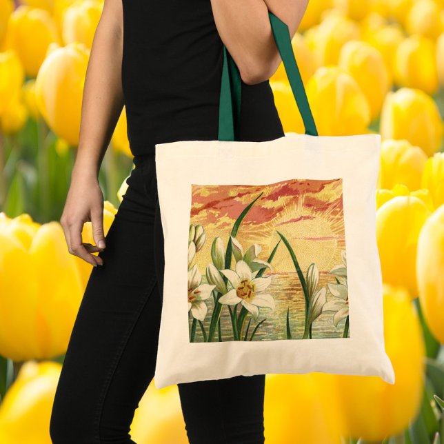 Vintager Sonnenaufgang Osterlilien und Viktorianis Tragetasche (Von Creator hochgeladen)
