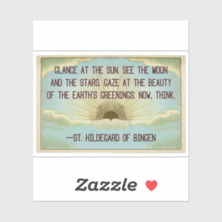 Vintager Sonnenaufgang Postkarte St. Hildegard von Aufkleber