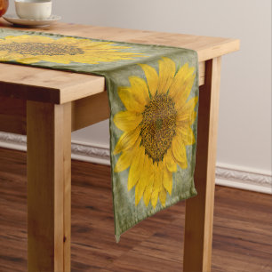 Vintager Sonnenblume-Muster-Tabellen-Läufer Kurzer Tischläufer
