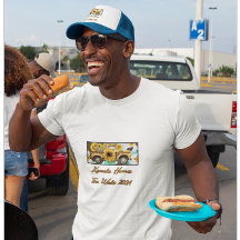 Vintager Sonnenblumenwagen. Harris - Walz. Blau