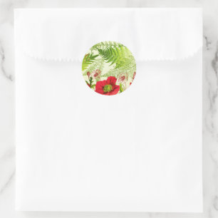 Vintager Sonnenschein blühende Poppies floral Runder Aufkleber