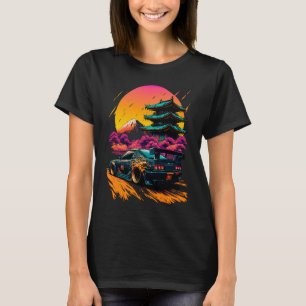 Vintager Sonnenschein Japanischer Tempel Drifting T-Shirt
