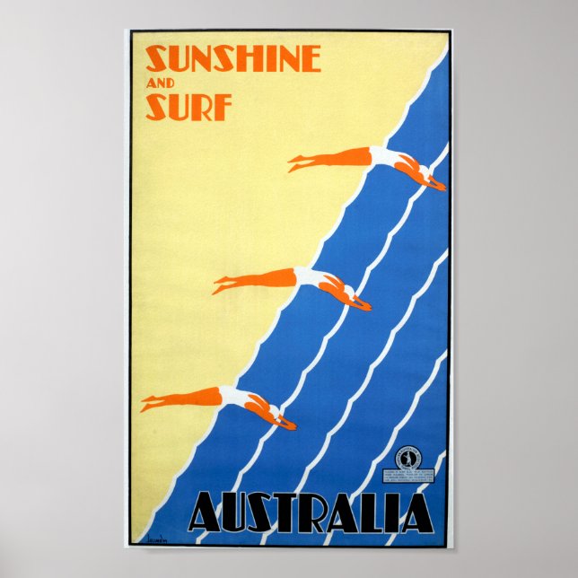 Vintager Sonnenschein und Surfen in Australien Poster (Vorne)