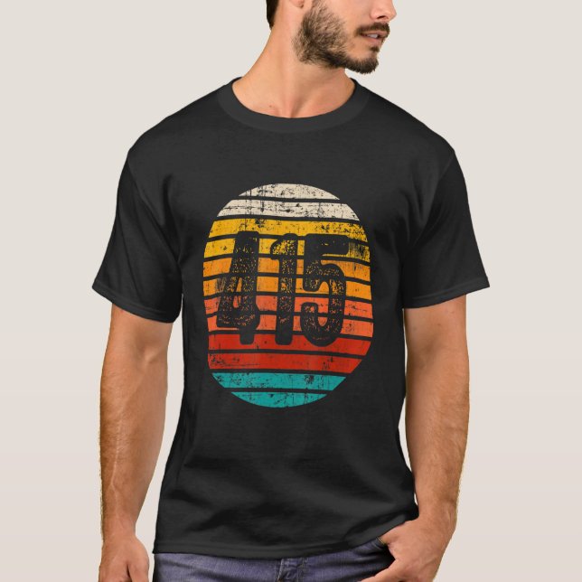 Vintager Sonnenuntergang 415 Bereichscode T-Shirt (Vorderseite)