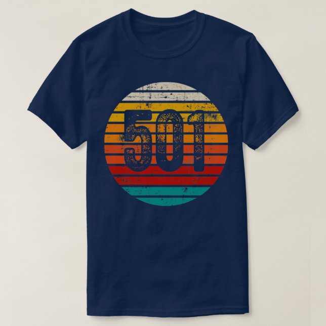 Vintager Sonnenuntergang 501 Bereichscode T-Shirt (Design vorne)