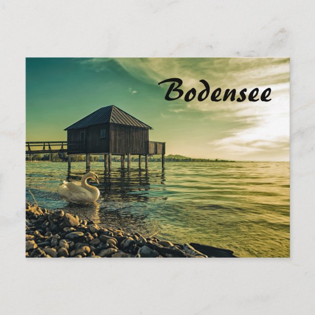 Vintager Sonnenuntergang am Bodensee Postkarte (Vorderseite)